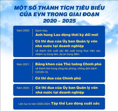 Một số thành tích tiêu biểu của EVN trong giai đoạn 2020 - 2025