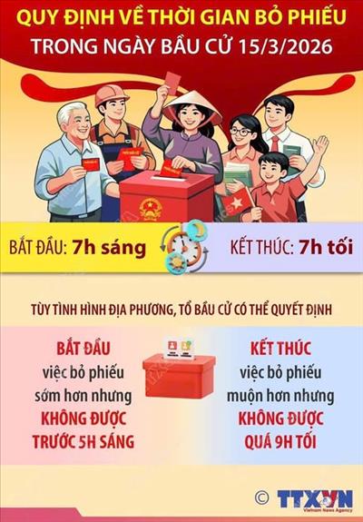 Quy định về thời gian bỏ phiếu trong ngày bầu cử ngày 15/03/2026
